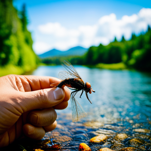An image of a person tying a fly with natural materials like feathers and fur, surrounded by a pristine river or stream, showcasing the connection between fly tying and environmental awareness