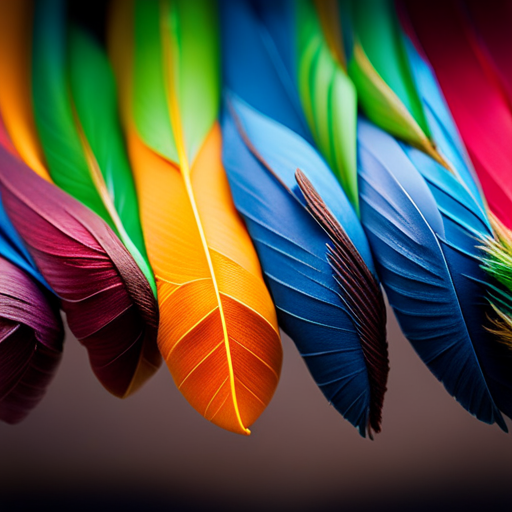 a close-up image of an assortment of colorful and intricate fly tying feathers, showcasing their various textures, shapes, and patterns
